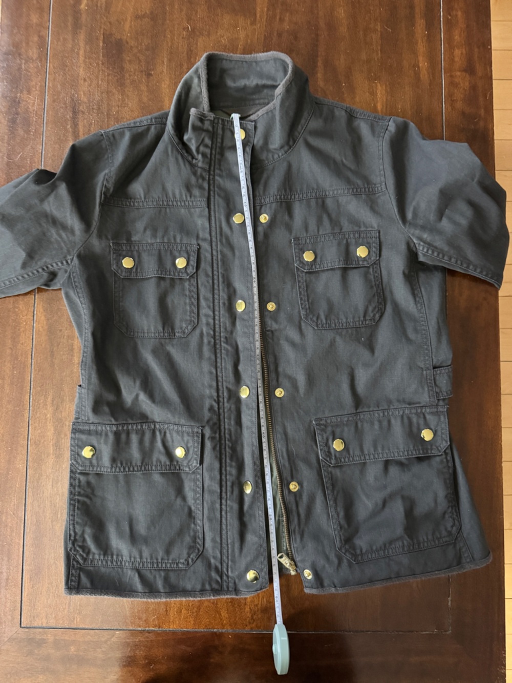 J.Crew Mercantile Olive Utility Jacket Small | Gold Hardware Field Jacket - Picture 6 of 13